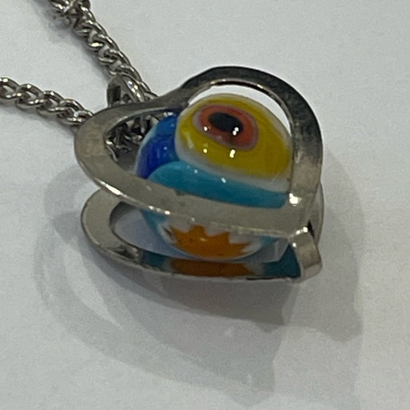 Murano Glass Millefiori Heart Pendant Necklace Vintage NWT - Picture 12 of 14